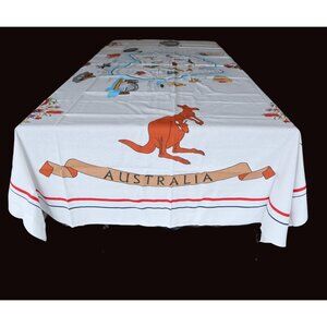 Tablecloth Vintage Australia Tablecloth Table Cloth Map Koala Kangaroo Australia